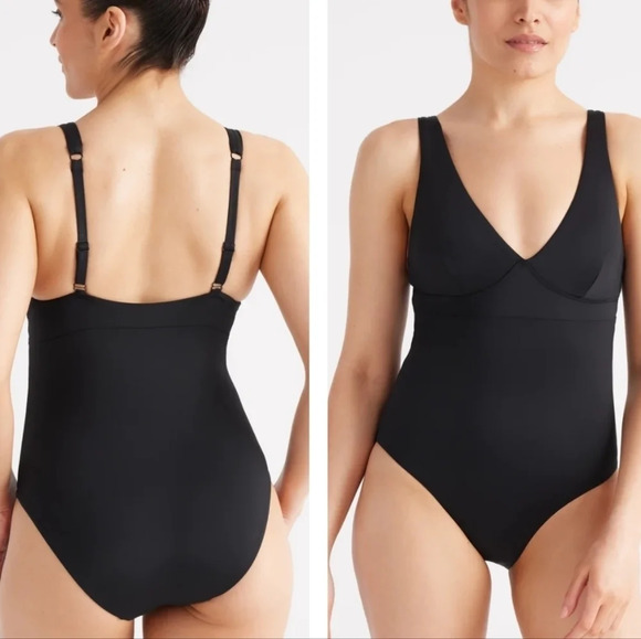❤️ 3 for $35 KNIX deep v one piece swimsuit black  small - Picture 1 of 8